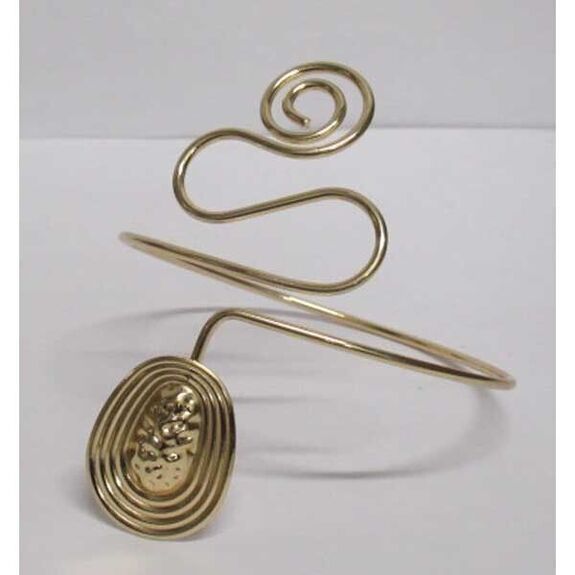 Gold spiral and geometric cuff bracelet
