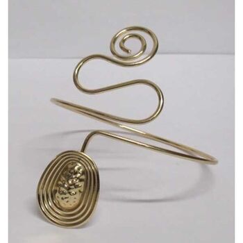 Gold spiral and geometric cuff bracelet
