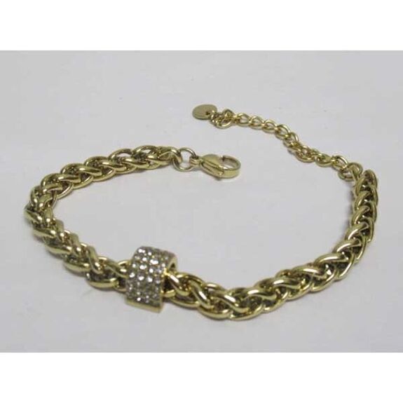 Double mesh bracelet with rhinestone icon in steel