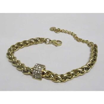 Double mesh bracelet with rhinestone icon in steel