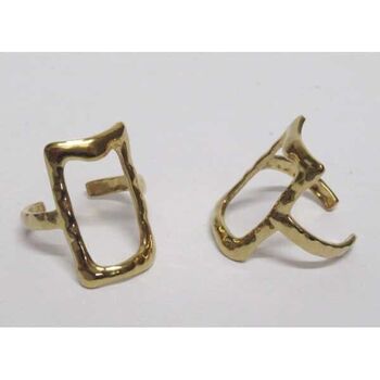 bijoux bague rectangulaire acier