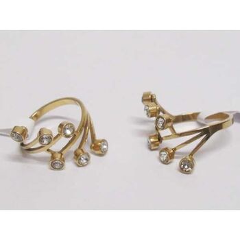 bijoux bague cristal dorée en acier