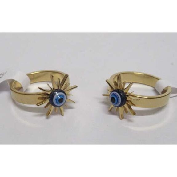 sun ring, blue eye, gold-plated steel