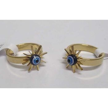 bague bijoux soleil oeil bleu acier doré