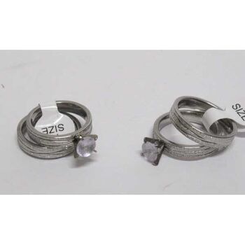 Set bague acier argente avec brillants