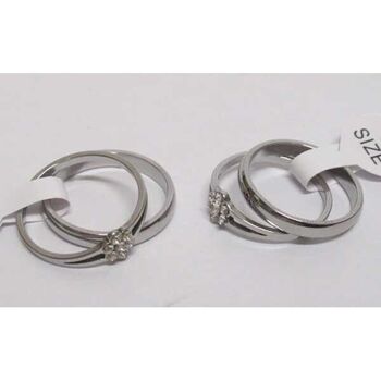 Duo anneau et solitaire strass en acier