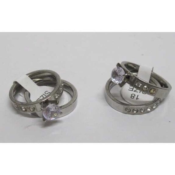 bague solitaire et alliance acier