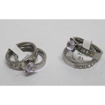 bague solitaire et alliance acier