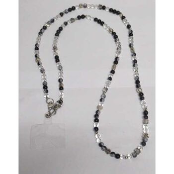 Collier smartphone perle blanche et noire