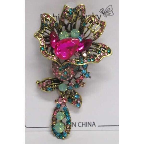 bijoux broche fleur de toutes les couleurs pendant