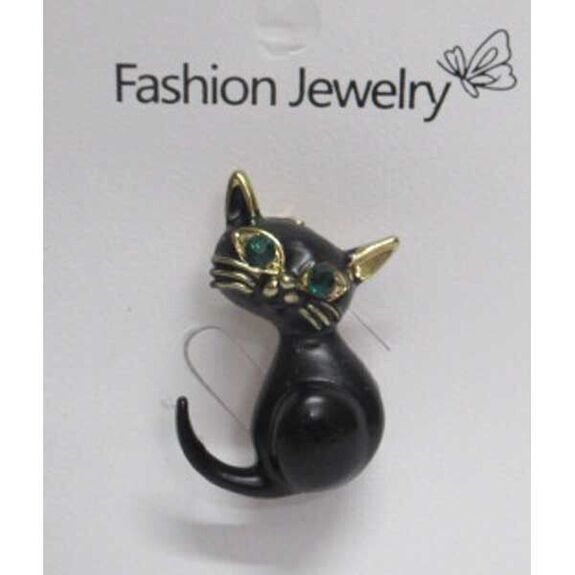 bijoux broche chat noir bonheur