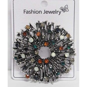 bijoux broche cercle roue cristal strass