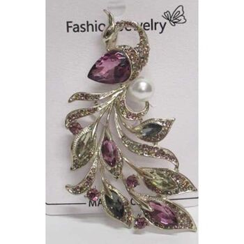 paon broche strass couleur