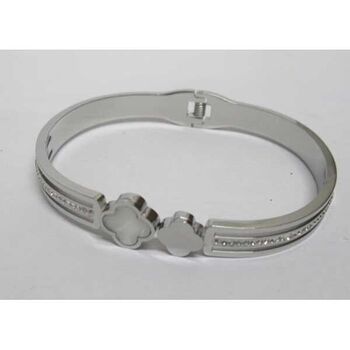 Jonc trefle nacre acier argente