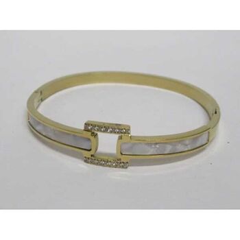 bracelet jonc carré strass acier inoxydable dore