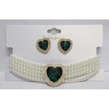 ras de cou perle coeur vert