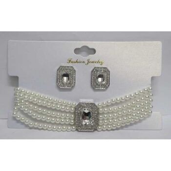 Bijoux cristal argente collier perle