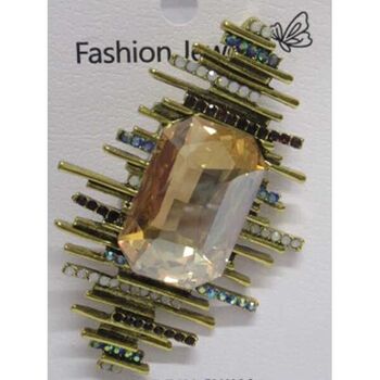 bijoux broche meteore strass marron