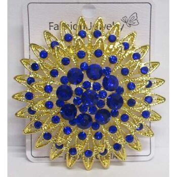 Broche dore bleue mariage