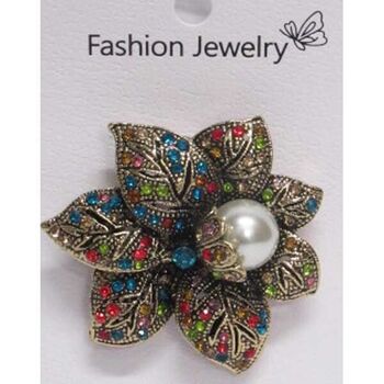 bijoux broche vintage fleur toutes couleurs et perle