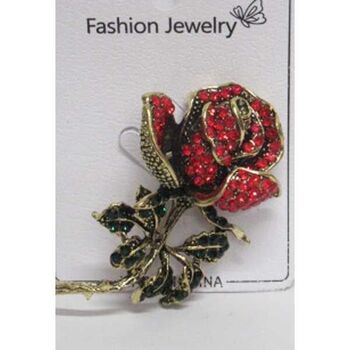 bijoux broche fleur rouge tout en strass
