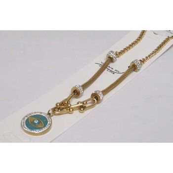 Steel jewelry eye pendant and rhinestone rondelles