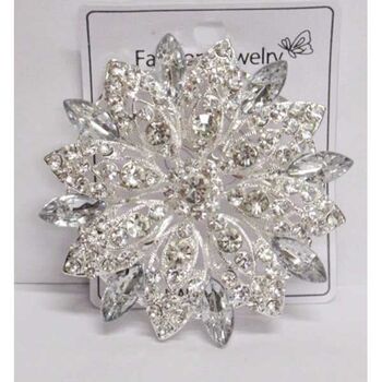 Silver rhinestone flower brooch for weddings