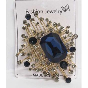 midnight blue crystal spiderweb brooch