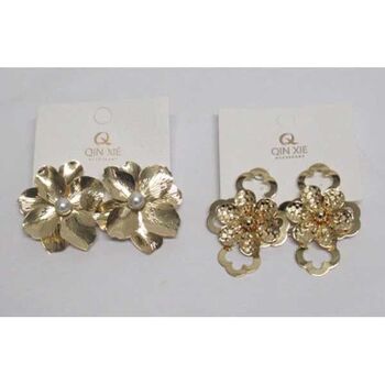 Boucles bijoux fleurs en doré