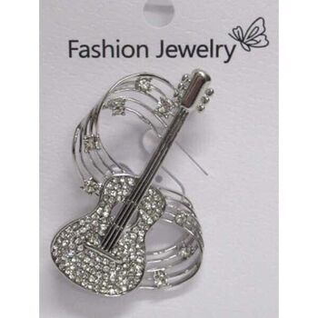 rhinestone guitar brooch