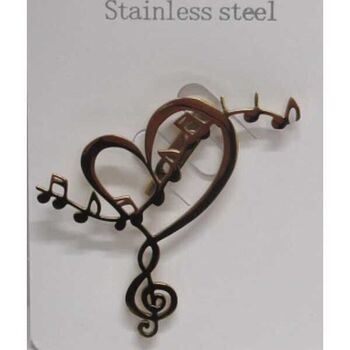 Gold-plated steel musical note brooch