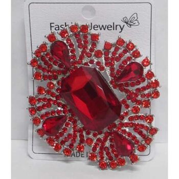 XL red crystal brooch