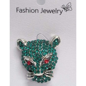 green leopard head brooch jewelry