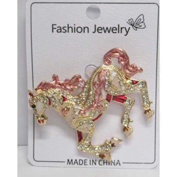 pink rhinestone horse brooch