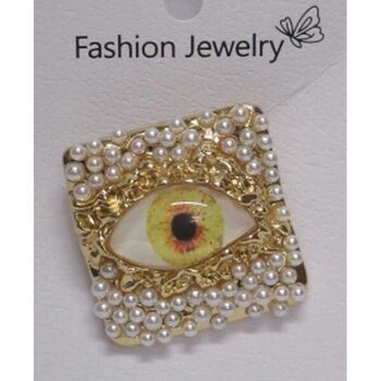 brooch jewelry, lucky charm, square beads, eye