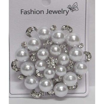 flower crown rhinestone pearl brooch