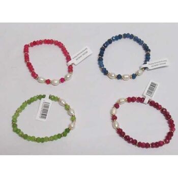 set of fine pearl and stone bracelets