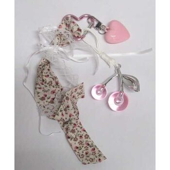 pink heart keychain, bag jewelry