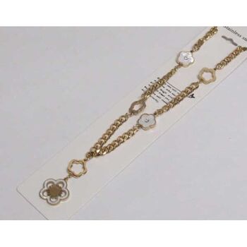 bijoux pendentif trefle fleur nacre acier