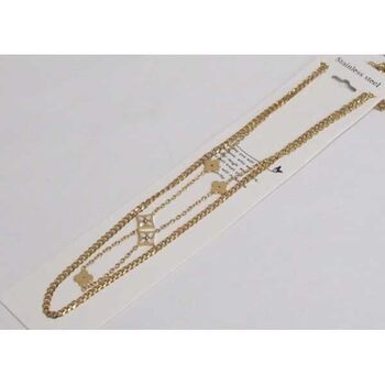 collier double chaîne fleur nacre acier