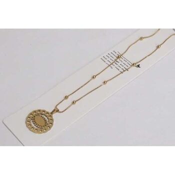 bijoux long amulette chaine à boules en acier inoxydable