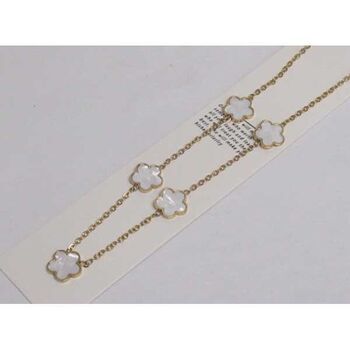 bijoux trefle nacre collier en acier