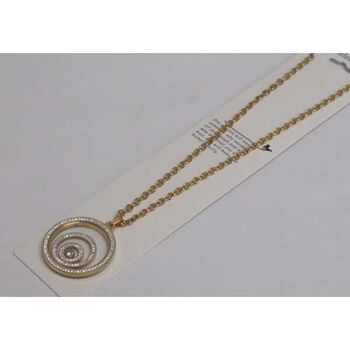 bijoux collier long tourbillon strass en acier dore