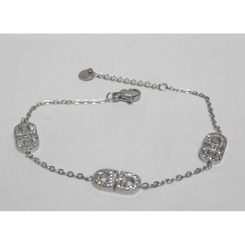 double ring rhinestone bracelet in steel