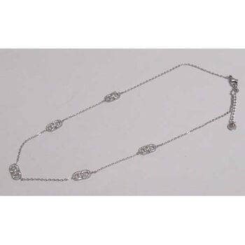 double ring necklace with rhinestones in stainless steel