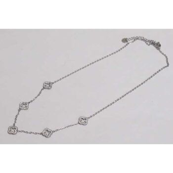 hollow clover necklace with rhinestones in steel