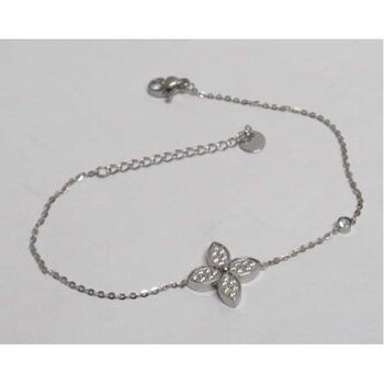 steel flower and clover bracelet