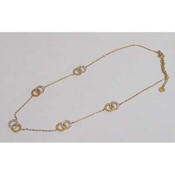 Rhinestone circle necklace and smooth gold-plated steel