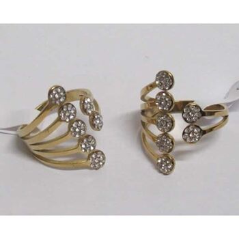 Women's open ring, circle, rhinestones, steel