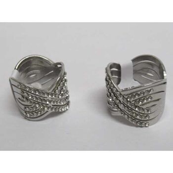 bague strass croisement en acier